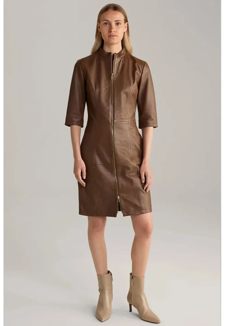 Rochie cu maneci scurte si inchidere prin fermoar frontal