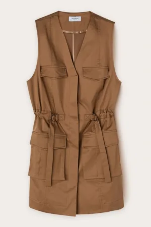 Rochie cu maneci si buzunare cu clapa