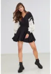 Rochie cu model colorblock si curea