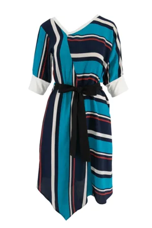 Rochie cu model colorblock si terminatie colorblock