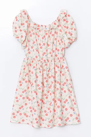 Rochie cu model - croiala in A si maneci bufante