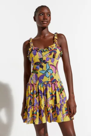 Rochie cu model cu fluturi pentru plaja