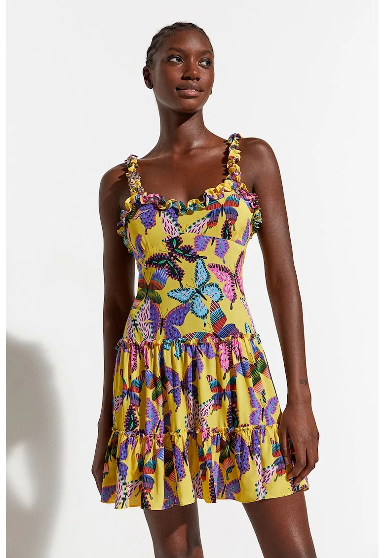 Rochie cu model cu fluturi pentru plaja