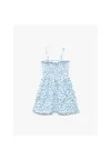 Rochie cu model floral si barete multiple