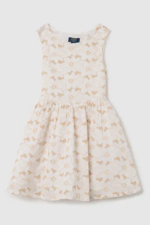 Rochie cu model floral si decupaj pe spate