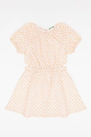 Rochie cu model floral si decupaje laterale