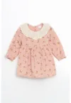 Rochie cu model floral si guler de dantela