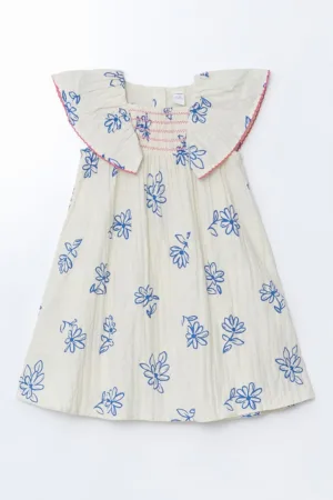 Rochie cu model floral si maneci fluture