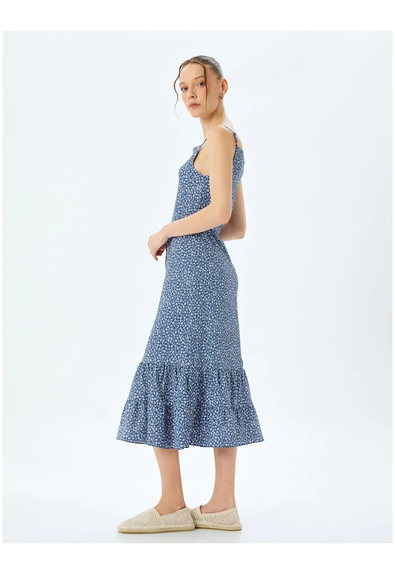 Rochie cu model floral si terminatie evazata