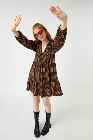 Rochie cu model gingham si guler Chelsea