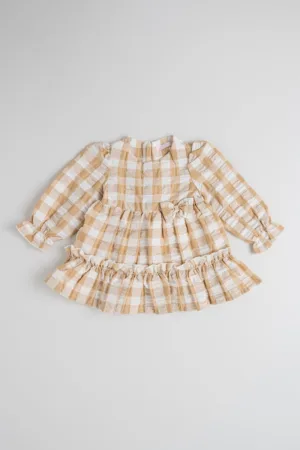 Rochie cu model in carouri si funda