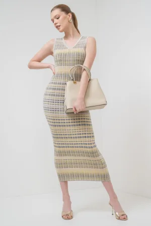 Rochie cu model in dungi si decolteu in V Enziana