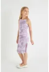 Rochie cu model tie-dye si detalii cu fronseuri