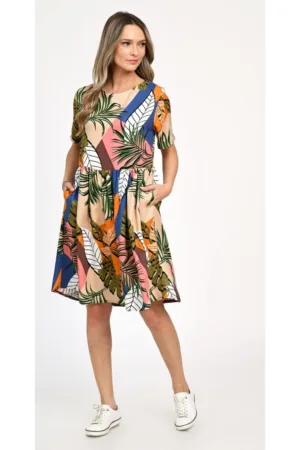 Rochie cu model tropical V343