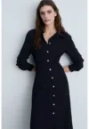 Rochie cu nasturi si drapaj lateral