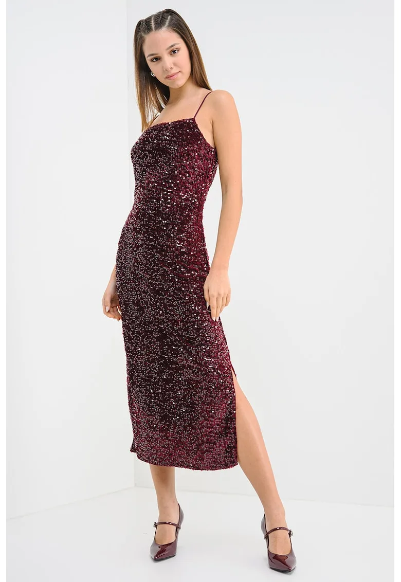 Rochie cu paiete si slituri laterale