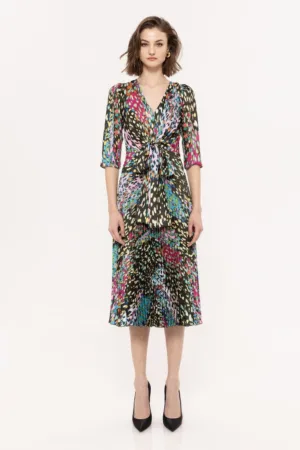 Rochie cu pliuri si animal print