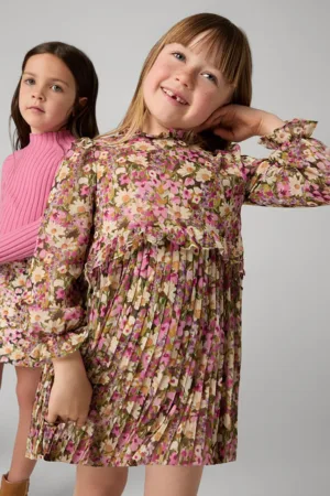 Rochie cu pliuri si imprimeu floral