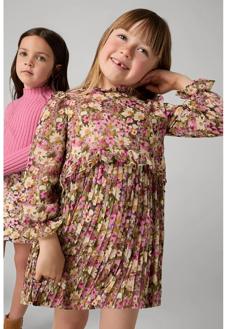 Rochie cu pliuri si imprimeu floral