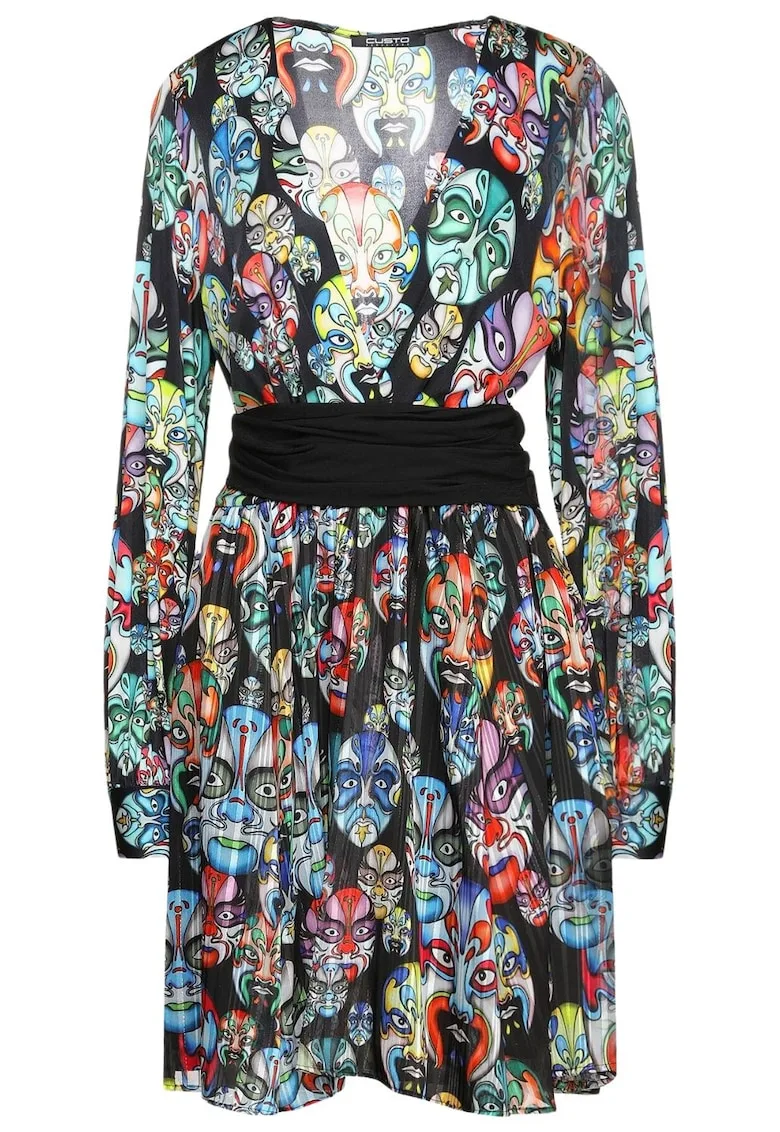 Rochie cu print si decolteu in V -