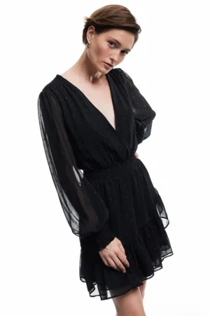 Rochie cu segmente semitransparente si decolteu in V