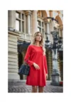Rochie cu sifon la spate -  Poliester/Vascoza - Rosu