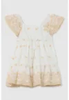 Rochie cu snururi de ajustare in talie si broderie