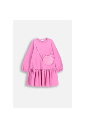 Rochie cu talie cazuta si paiete decorative - Roz garoafa