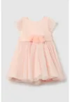 Rochie cu tul si maneci scurte