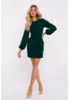 Rochie cu volan si decupaj pe spate -  Verde sticla -