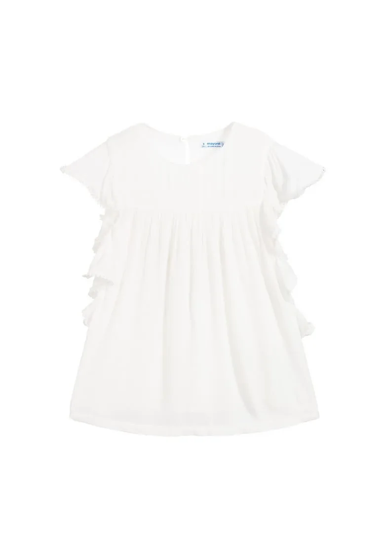 Rochie cu volane si ciucuri pe laterale