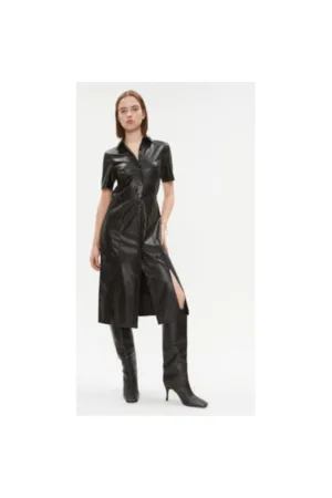 Rochie dama - 303206673 - Piele ecologica/Poliester - Negru