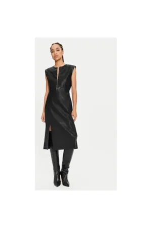 Rochie dama - 304010217 - Piele naturala - 34 EU - Negru