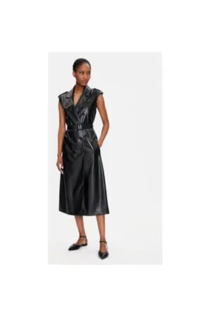 Rochie dama - 304313073 - Piele ecologica - Negru