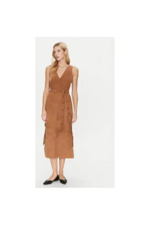 Rochie dama - 304892943 - Piele intoarsa - Maro