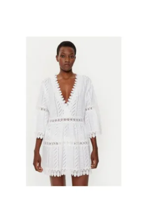 Rochie dama - 305150769 - Bumbac - Alb