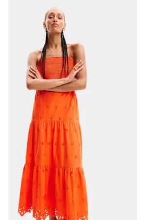 Rochie dama - 76534 - Portocaliu - Bumbac