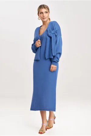 Rochie dama M997 - acril - bumbac - albastru -