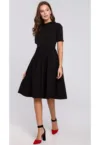 Rochie dama cu guler -  Poliester/Elastan - Negru