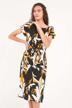 - Rochie dama cu imprimeu (Culoare: GOLD FUSION - Marime: XS/34)
