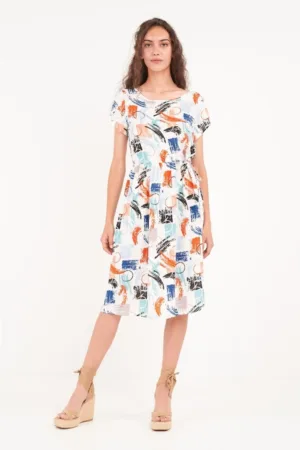 - Rochie dama cu imprimeu (Culoare: WHITE - Marime: M/38)