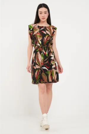 - Rochie dama cu imprimeu floral (Culoare: BLACK - Marime: M/38)
