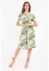 - Rochie dama cu imprimeu floral (Culoare: JUNGLE GREEN - Marime: XS/34)
