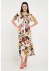 - Rochie dama cu imprimeu floral (Culoare: WHITE - Marime: XL/42)