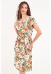 - Rochie dama cu imprimeu floral (Marime: S/36 - Culoare: CHAMPAGNE BEIGE)