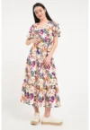 - Rochie dama cu imprimeu floral (Marime: XL/42 - Culoare: ORANGE CREAM)