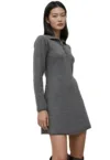 Rochie dama -  guler polo - gri - tricot