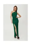 Rochie dama - maxi metalica cu decolteu in forma de lacrima - Poliester - Gri