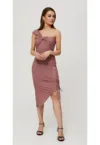 Rochie dama - metalica trasa in lateral - Poliester - Albastru