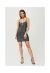 Rochie dama - mini metalica cu aplicatii decorative - Poliester - Rosu
